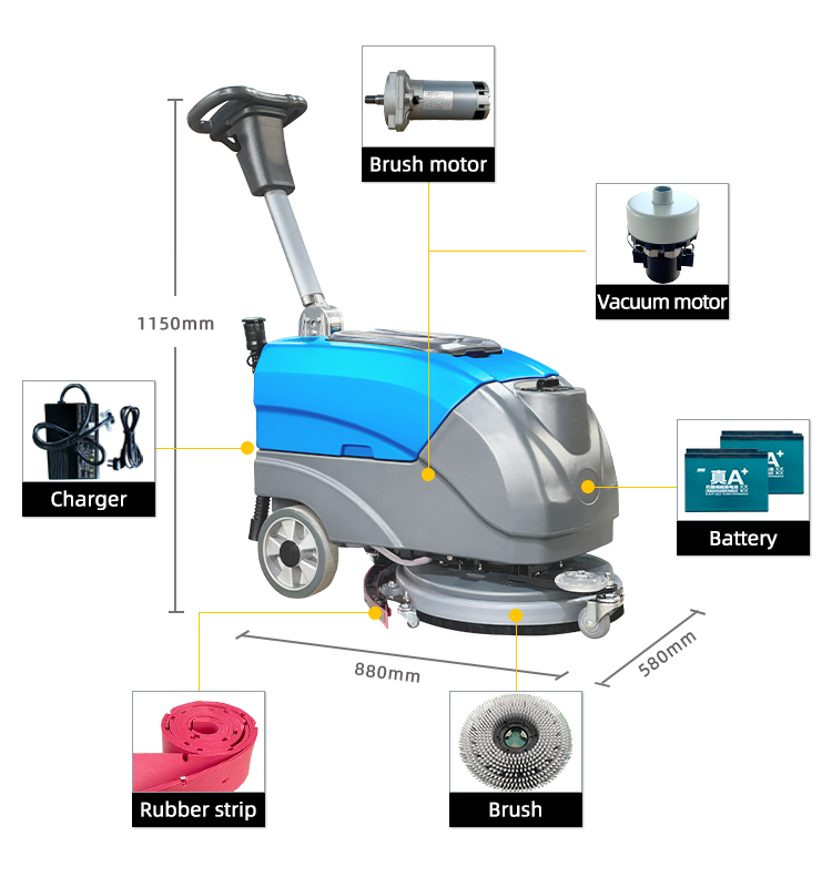 Shuojie SJ25 Walk Behind Floor - огляд і ціна Floor Scrubber Machine Walk Behind
