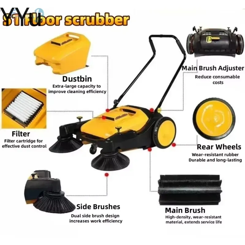 for Industrial Manual Walk Beh - огляд і ціна Floor Sweeper Machine Manual